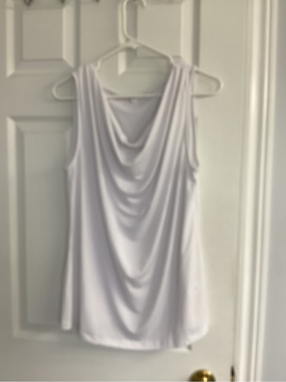 cleo White Draped Neck Sleeveless Blouse